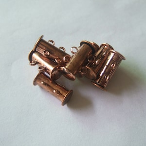 10 Sets Antique Copper 2-Strands clasp , slide lock clasps