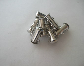 10 Sets Silver Tone 2-Strands Slide Lock Clasp