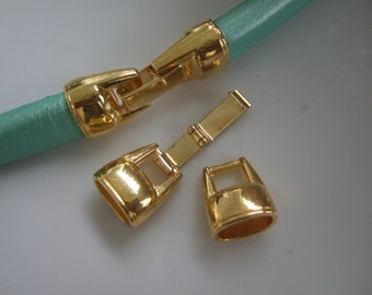 3 Sets Gold Licorice Snap Clasp for 10x6mm Licorice Leather