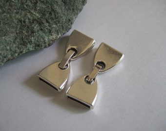 5 Sets Antique Silver / Bronze flat Snap Clasp , 10x2mm Leather Caps for 5mm 10mm Flat Leather Bracelet Making