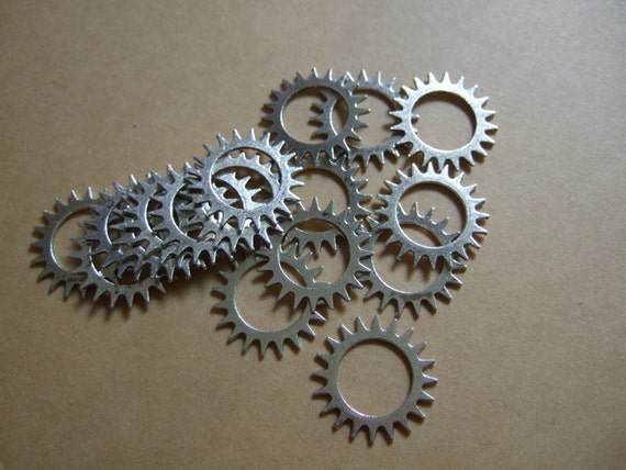 10 Steampunk Gear Charms 18mm Antique Silver Plated DZ238 - Etsy