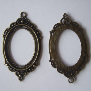 10pcs Antique Bronze Oval Hollow Blank Tray Pendant Base Setting for 30x40mm Cabochon Cameo