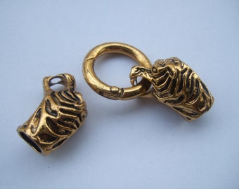 2 Sets Men Bracelets Clasps, 9mm Metal Charm Clasps, Tiger Clasps, Leather Cord End Clasps