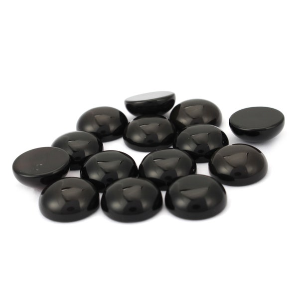10pcs  Black Obsidian Cabochon Natural Stone Flat Back 8mm , 10mm , 12mm
