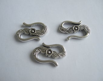 10pcs Antique Silver S Hook Clasps 23x15mm