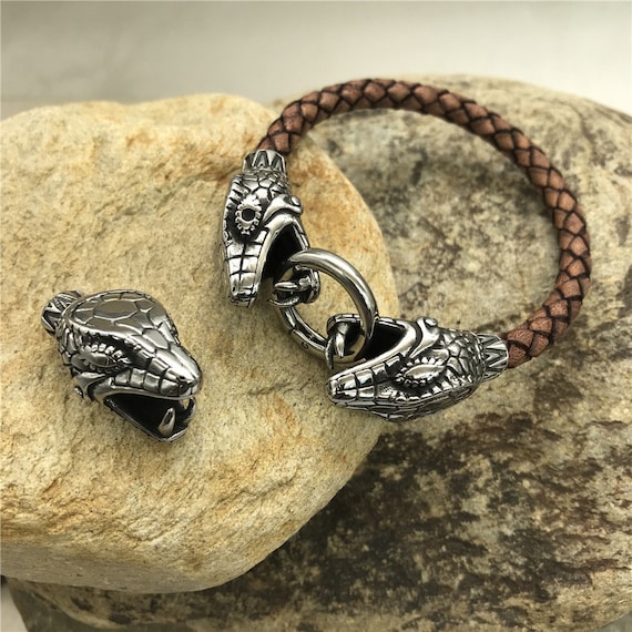 Stainless Steel Dragon Head Spring Clasp Bracelet Connector for 