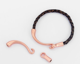 5 Sets Rose Gold Half Cuff Hook Clasp for 4.5mm Round Leather cord hook clasps