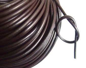 3 meters Leather cord Soft Brown 4mm Round leather cord Genuine Leather strips