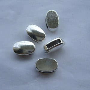 10pcs Slider Spacer for 8mm Flat Leather Cord, Metal Findings Antique Silver