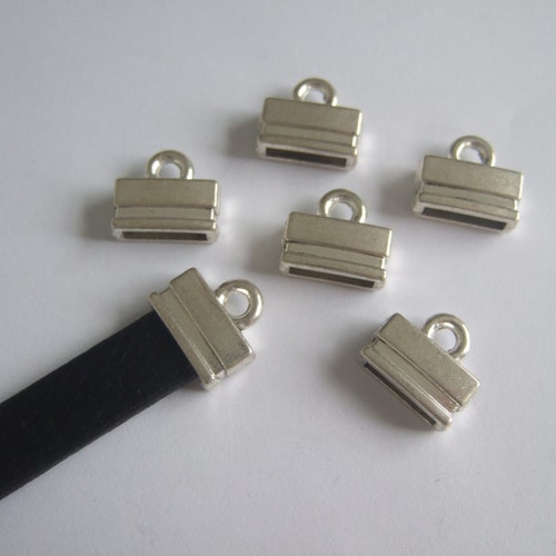 10 Pieces Antique Silver Flat Leather End Caps 10mm Flat Etsy