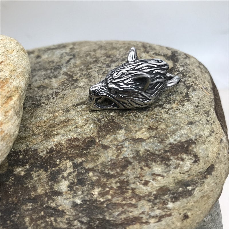 アクセサリー WOLF'S HEAD Stainless Steel Viking Wolf Head Spring Clasp Bracelet Connector