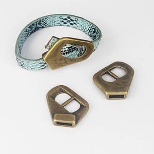3pcs Antique Bronze 10x2mm Buckle Clasp For 5mm - 10mm Flat Leather Cord