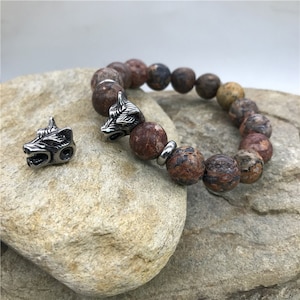 Viking Wolf Head Stainless Steel  Spacer Bead for DIY Jewelry Making Charms Beaded Bracelet