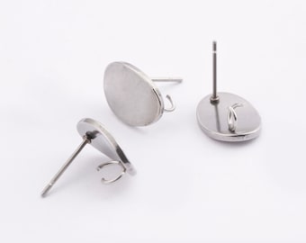 10 piezas de pendientes ovalados de acero inoxidable con lazo para hacer joyas DIY