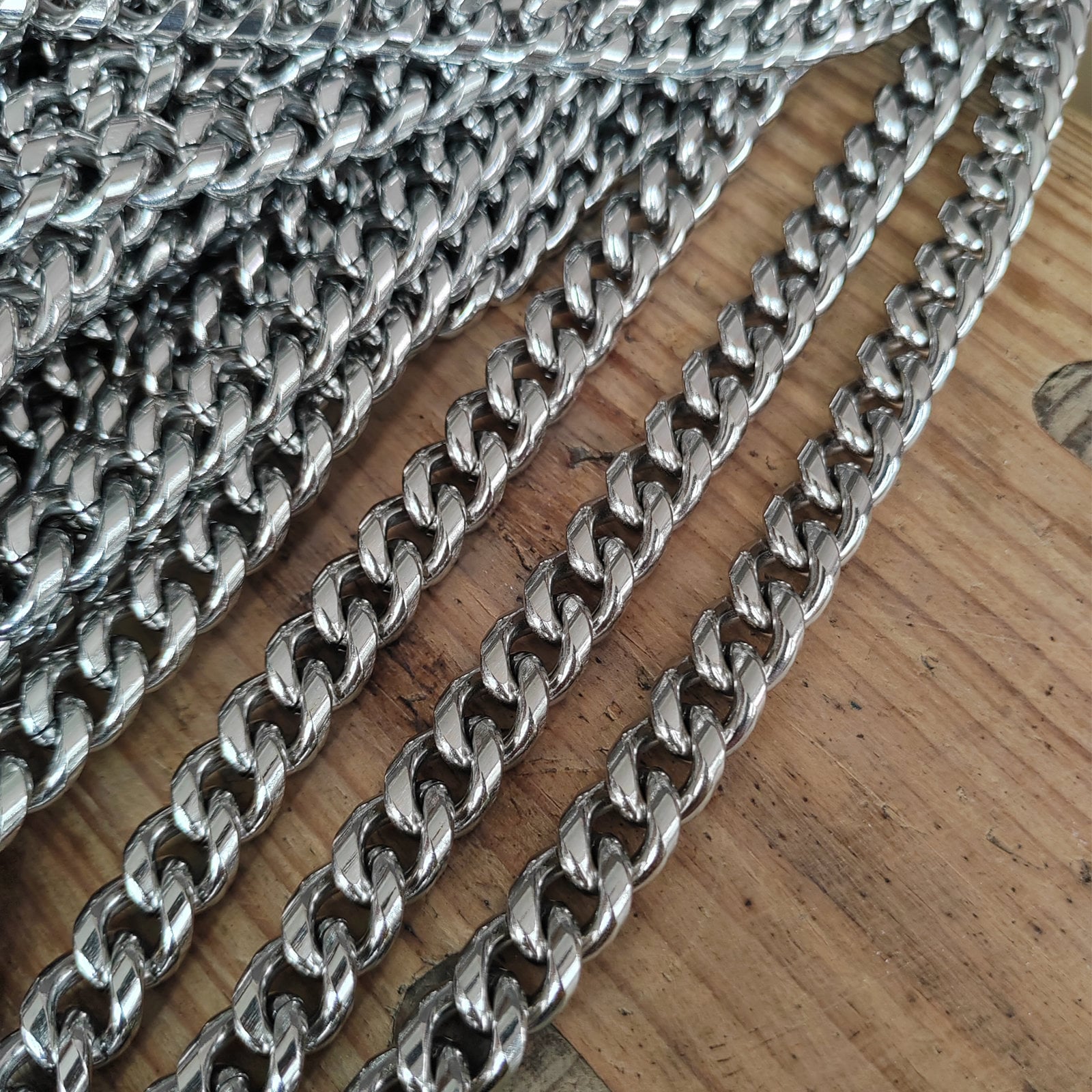 1 Meter / 3 Meters 10mm Width Beveled Curb Stainless Steel Chain Open ...