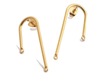 2 Pairs Gold Plated Earrings Findings Stainless Steel Long Stick Post Connector Jewelry Making Findings