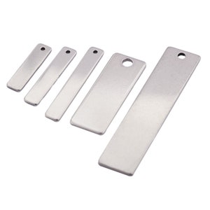 10 Stück 4x16mm 4x20mm 4x25mm 4x40mm 9x25mm 9x40mm Flachstab Rechteck Edelstahl Anhänger Stanzrohlinge Charms