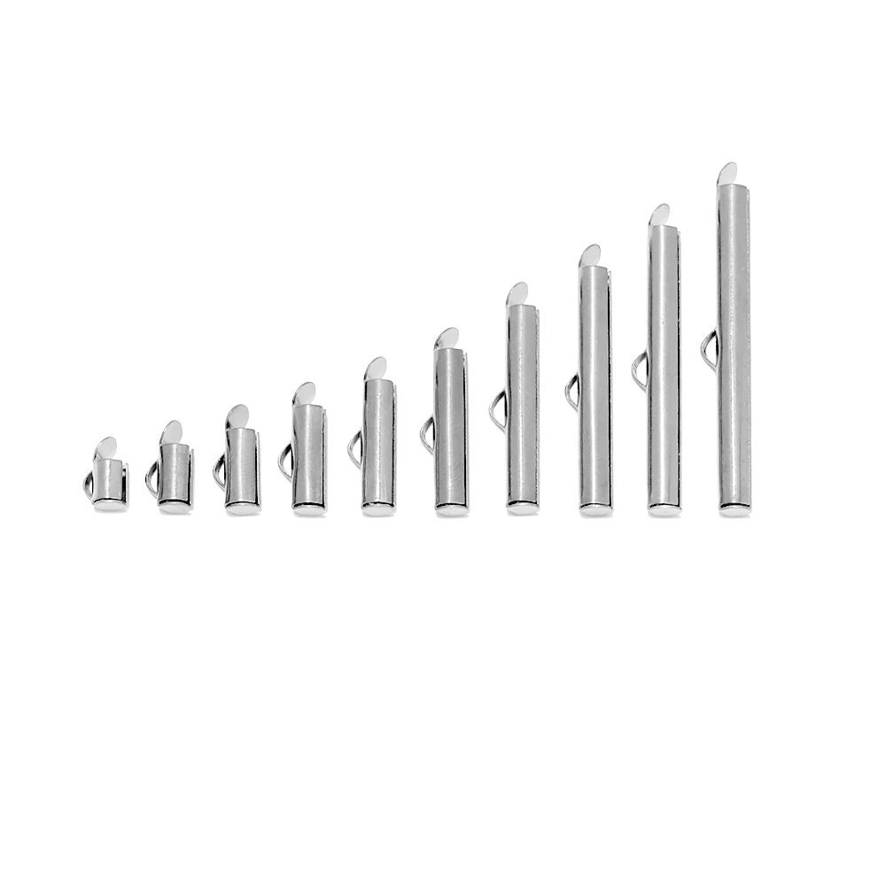 UNICRAFTALE Ongeveer 100 Stuks 5 Maten 2 Kleuren Roestvrij Staal Slide On End Sluiting Buizen Slider End Caps Crimp End Tube Slider Sluiting voor Zaad Kralen Ketting Armband Sieraden Maken Sluitingen