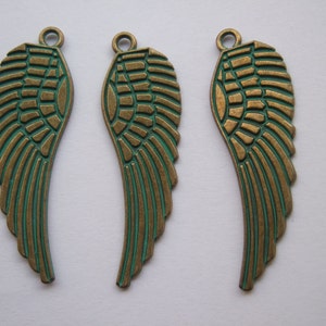 6 Antik Griechisch Bronze Großer Engel Flügel Anhänger 48x20mm