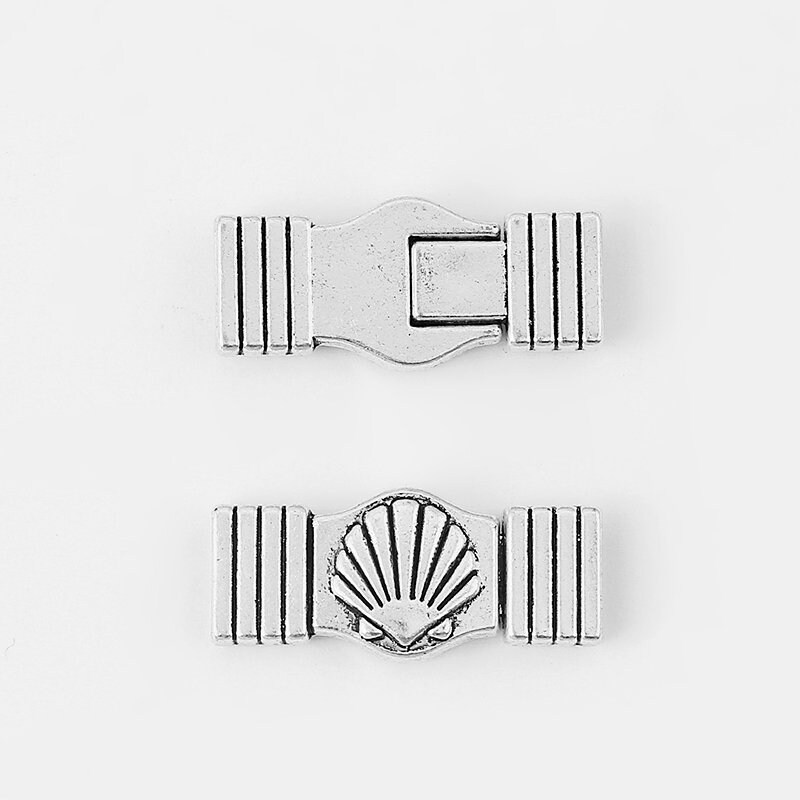 Shell Clasp 3 Sets Antique Silver Shell Clasp 10x2mm Leather Clasp 10mm Flat ...