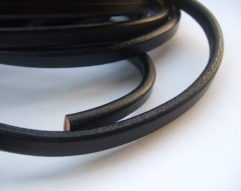 Black 10x6mm Licorice Leather Cord , Genuine Licorice Leather Cording for bracelet making