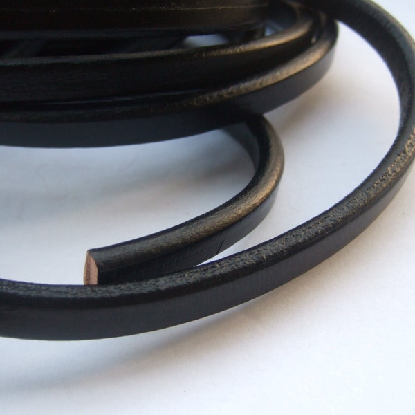 Cordon en cuir noir de réglisse de 10x6mm, cordage en cuir véritable de réglisse pour la fabrication de bracelet