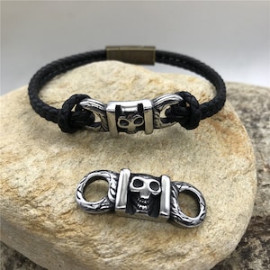 1pcs Stainless Steel Skull Connector Center Leather Bracelet Connectors for Men bracelet findings