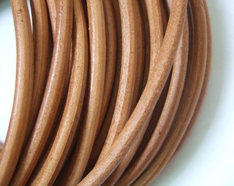 Cordon rond en cuir véritable naturel de 5 mm pour la fabrication de bracelets en cuir