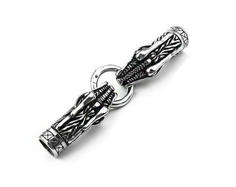 Stainless Steel Clasp - Dragon Head Spring Clasp - Bracelet Connector 8.5mm Hole - Leather Rope Cord End Clasps Men Bracelets Findings