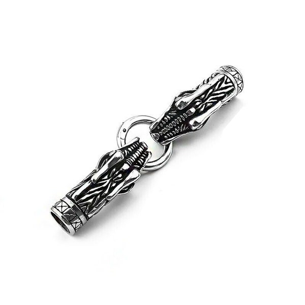 Stainless Steel Clasp - Dragon Head Spring Clasp - Bracelet Connector 8.5mm Hole - Leather Rope Cord End Clasps Men Bracelets Findings 