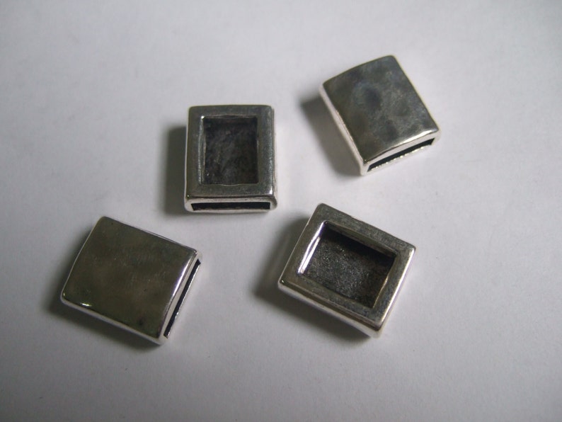 10 Antique Silver 10x2mm Flat Sliders for Use With 5mm 10mm | Etsy