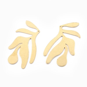 10pcs Brass Leaf Charms Pendants Raw Brass Leaves Charm Pendant Jewelry Findings 24x36mm