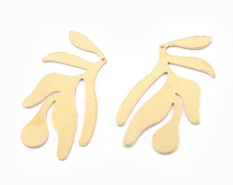 10pcs Brass Leaf Charms Pendants Raw Brass Leaves Charm Pendant Jewelry Findings 24x36mm