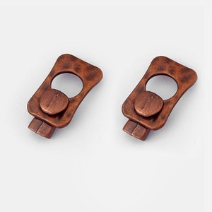 3 Sets Antique Copper Hammered Hook Clasp Multi strand clasp Flat Leather Clasps 10x2mm, 8x3mm hole
