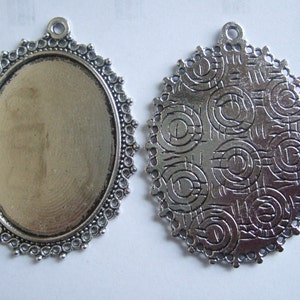 10pcs Antique SIlver Oval 30*40mm Blank Tray Pendant Base Setting for 30x40mm Cabochon Cameo