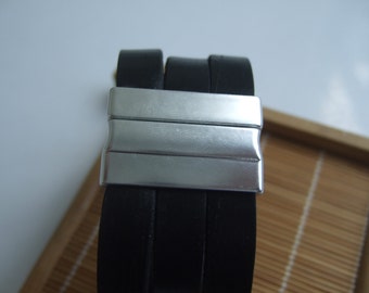 2 Sets Matte Silver 30x3mm Hole Flat Leather Clasp Leather bracelet clasps