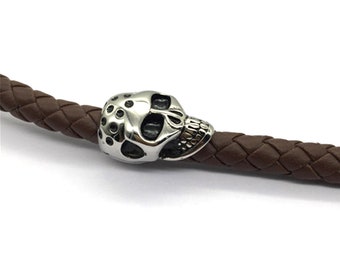 316L Stainless Steel Large Hole skull head Spacer Beads 6mm 8mm Hole for DIY Jewelry Making Charms Beaded Bracelet