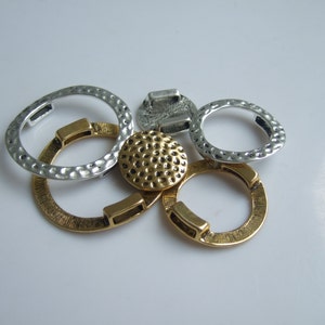 Antique Silver/Gold Ring Disc Round Hammered Sliders For 10mm Flat Leather - Build Your Set