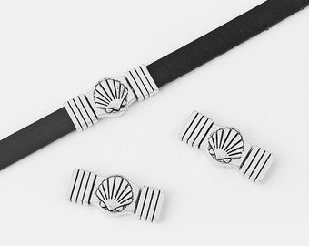 3 Sets Antique Silver Shell Clasp 10x2mm Leather clasp 10mm Flat Leather Clasps