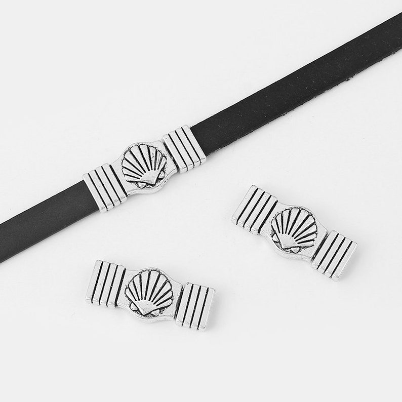 Shell Clasp 3 Sets Antique Silver Shell Clasp 10x2mm Leather Clasp 10mm Flat ...