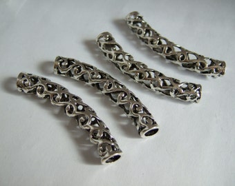 10pcs 5mm Hole Antique Silver Hollowed Tube for Bracelet and Necklace , 43mm Long