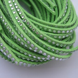 2 Yards 3x2mm Rhinestone Beaded Flat Suede Leather Cord