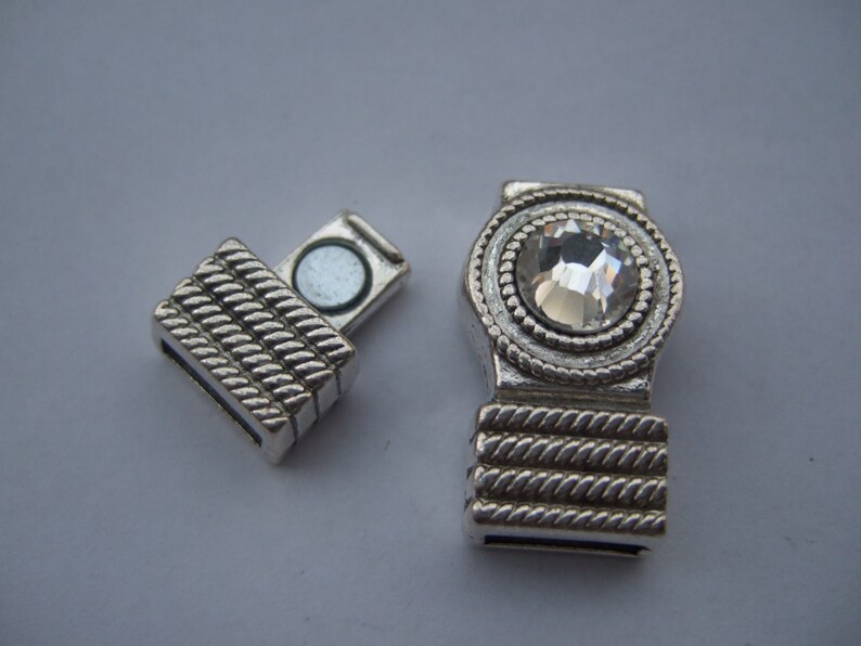 3 Sets Antique Silver Rhinestone Clasp 10x2mm for Etsy