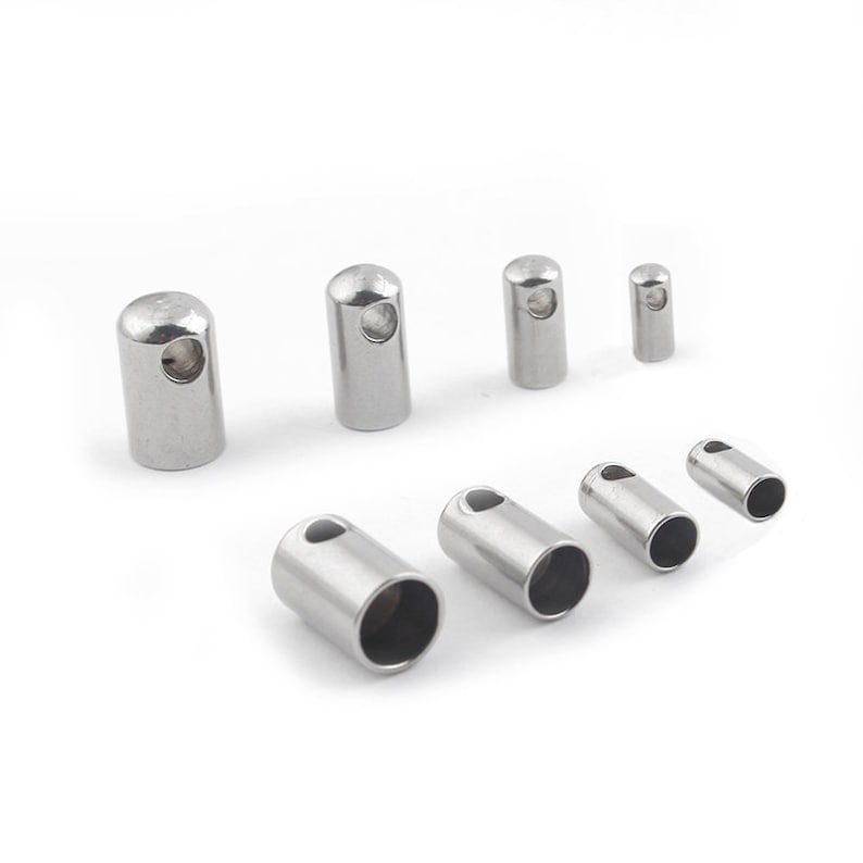 10pcs Stainless Steel 2mm 3mm 4mm 5mm Cord Crimps End Tip Caps Etsy