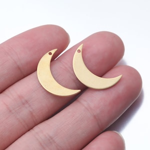 20 Raw Brass Crescent Moon Charms Pendant Brass Moon Earrings  Findings 13x21mm