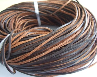 3x2mm Dark Brown Genuine leather cord Flat leather Strip