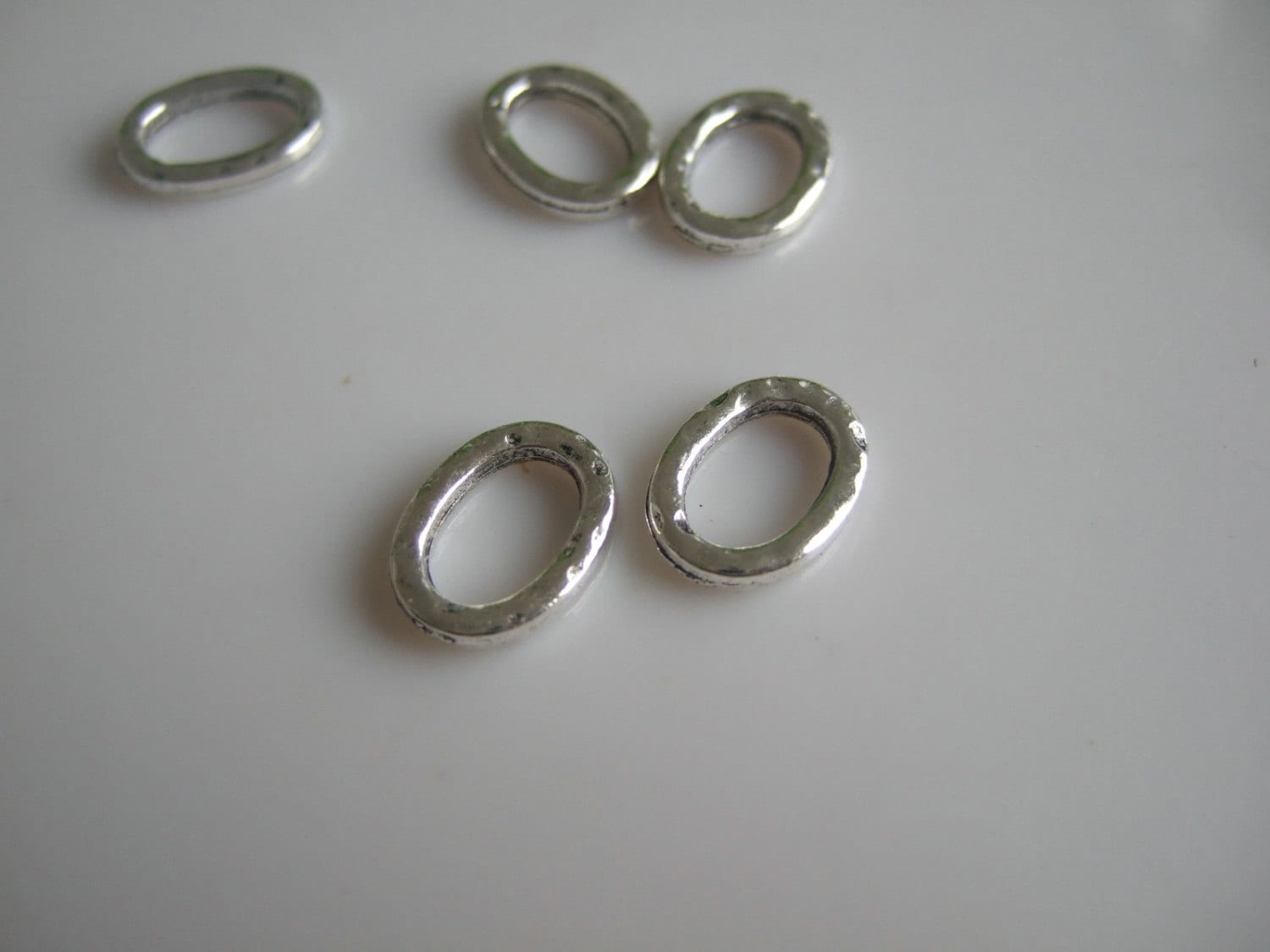 6pcs Leather Cord Slider Beads - Antique Matte Silver Plated Wave Pattern