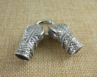 2 Sets Antique Silver Snake Head Bracelet Findings End Cap With Spring Clasp for 10mm Round Leather