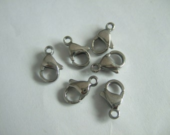 10 Stainless Steel Lobster Clasp 13mm Lobster Clasp High Polished 13x7mm
