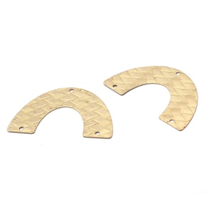 Charmes arc en laiton - Single Side Raw Brass Arch Charm Connectors 3 Trous Pendentif - Boucle d’oreille Findings 34x21mm DZ5053